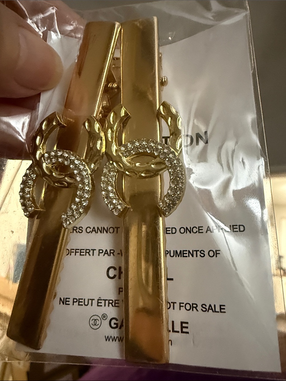 Chanel Parfums Gold Hair Clips, Vintage, Rare